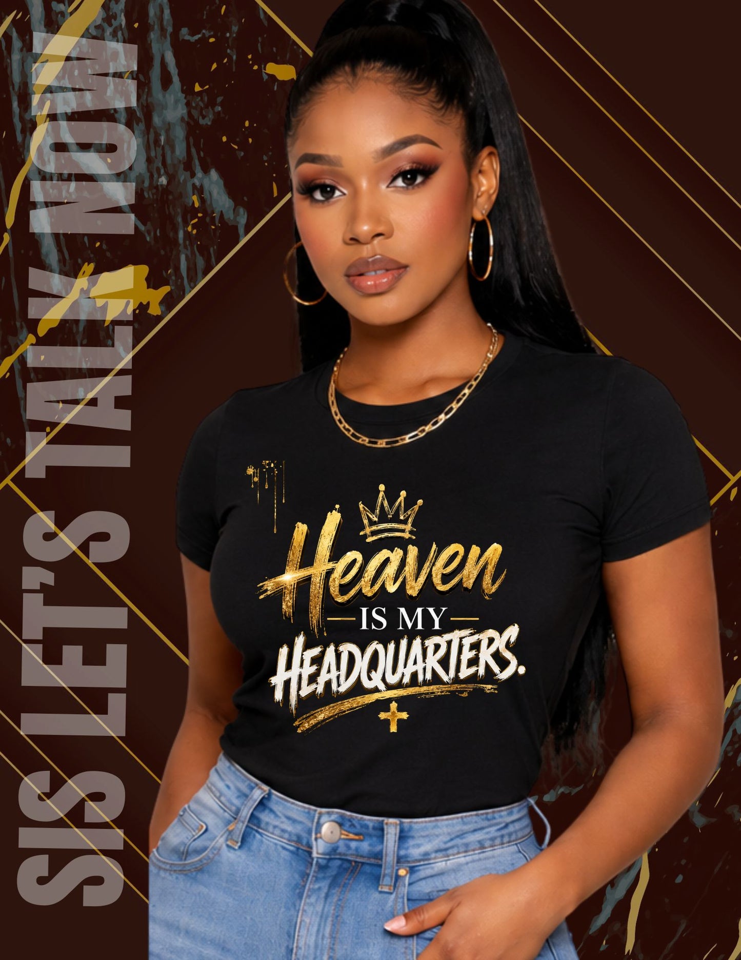 Let's Talk Now Oversize T Black Heaven is My Headquarters