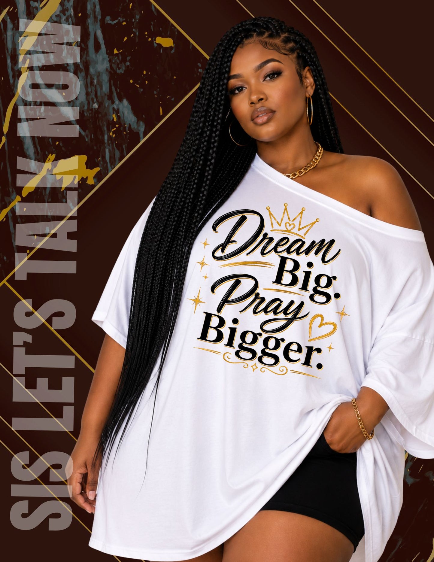 Let's Talk Now T-Short Sleeve White Dream Big Pray Bigger