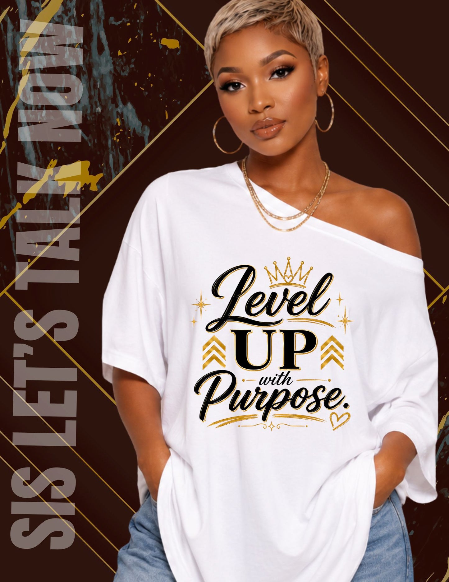 Let's Talk Now T-Short Sleeve White Level Up with Purpose