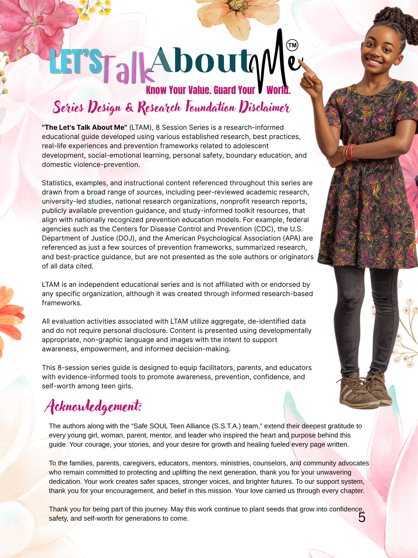 "Let's Talk About Me" (LTAM) Series Life Skills, Safety and empowerment E-guide for Teen Girls